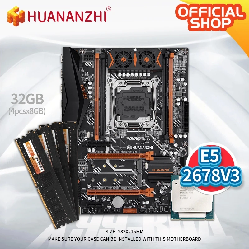 Billig HUANANZHI X99 BD4 X99 Motherboard Mit Intel XEON E5 2678 V3 Mit 4*8G DDR4 NON-ECC Speicher Combo Kit Set NVME NGFF SATA USB 3,0