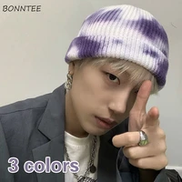 beanies women retro harajuku chic couples college fashion ins tie dye teens streetwear bf style unisex spring ladies knitted hat