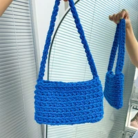 new vintage women canvas shoulder shopping bag korean wool knitted woven crossbody bag for woman 2021 female handbags shopper