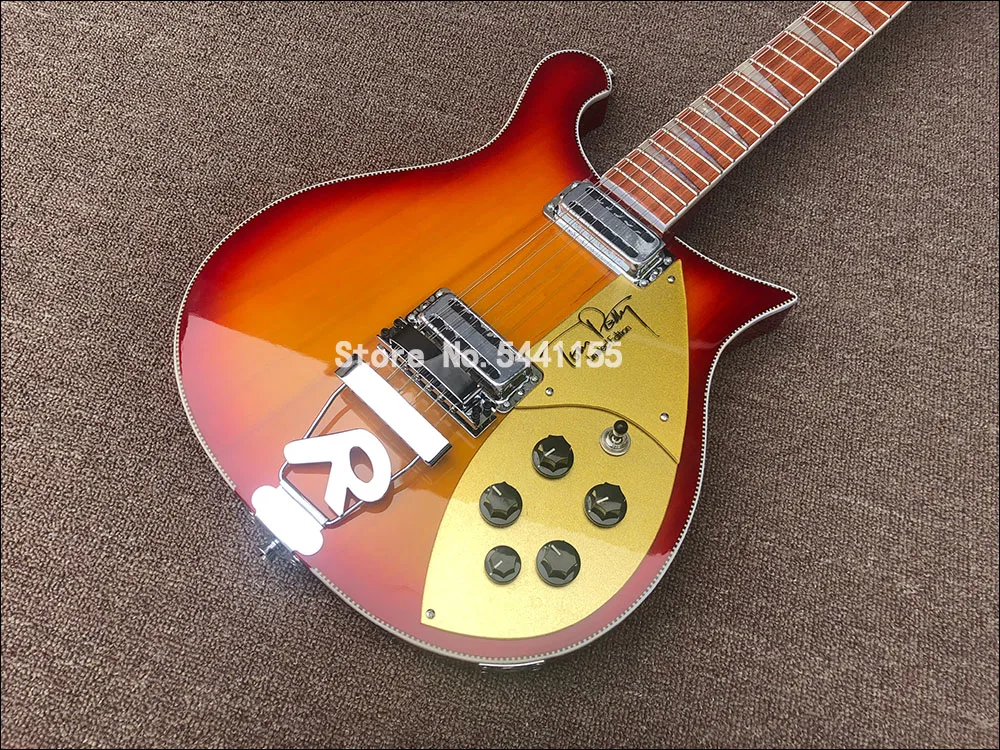 2020 hohe qualität 12 string e gitarre ricken 660 elektrische gitarre kirsche rot farbe körper mit rtailpiece goldene schutz freies free
