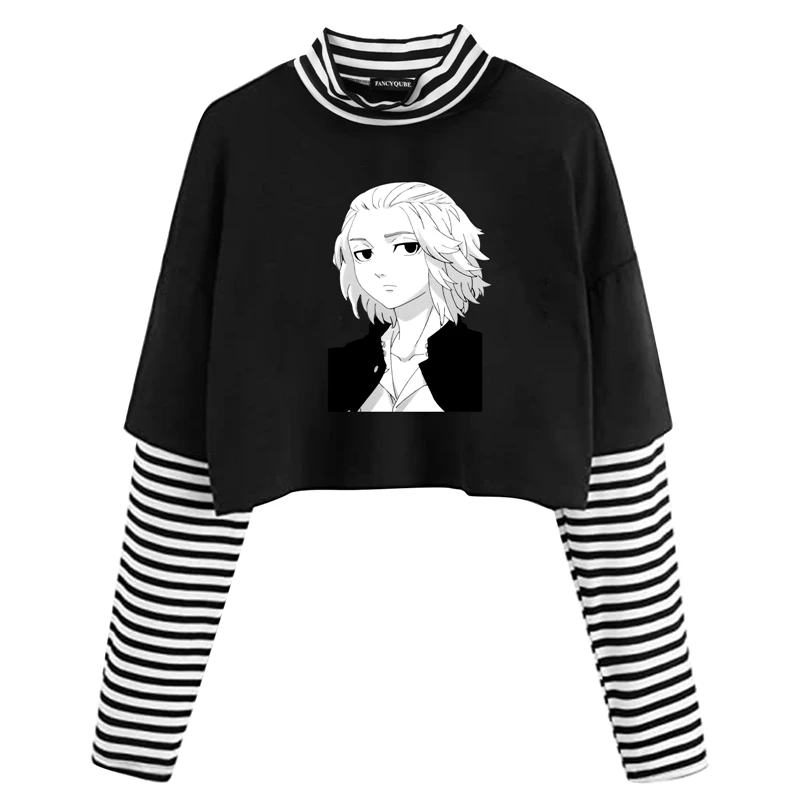 

Футболка женская с рисунком японского аниме Токийский Мстители, милая футболка в стиле Харадзюку, двойка-обманка, топ с графическим принтом...