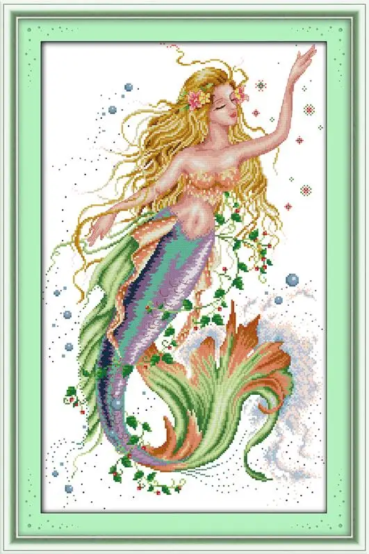 R189-2 Русалочка серия Счетный крест 11CT 14CT DIY Вышивка комплекты ниток интерьерная вышивка печать крестиком наборы - Цвет: R189-2