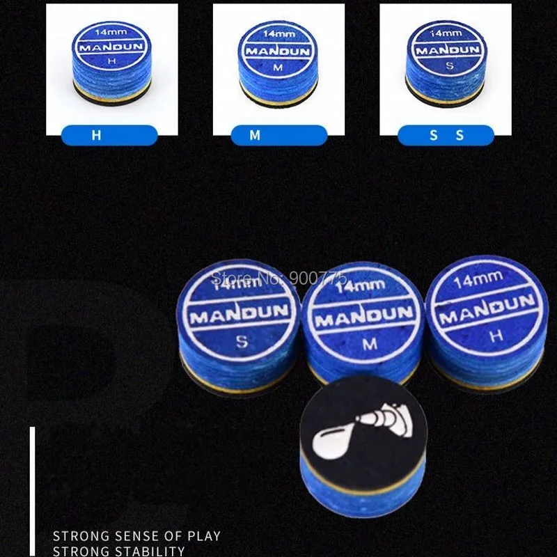 

Mandun Cue Tips 14mm Leather Tip Soft /Medium /Hard(Optional) 6 Layers Pool Billiard Stick Tips