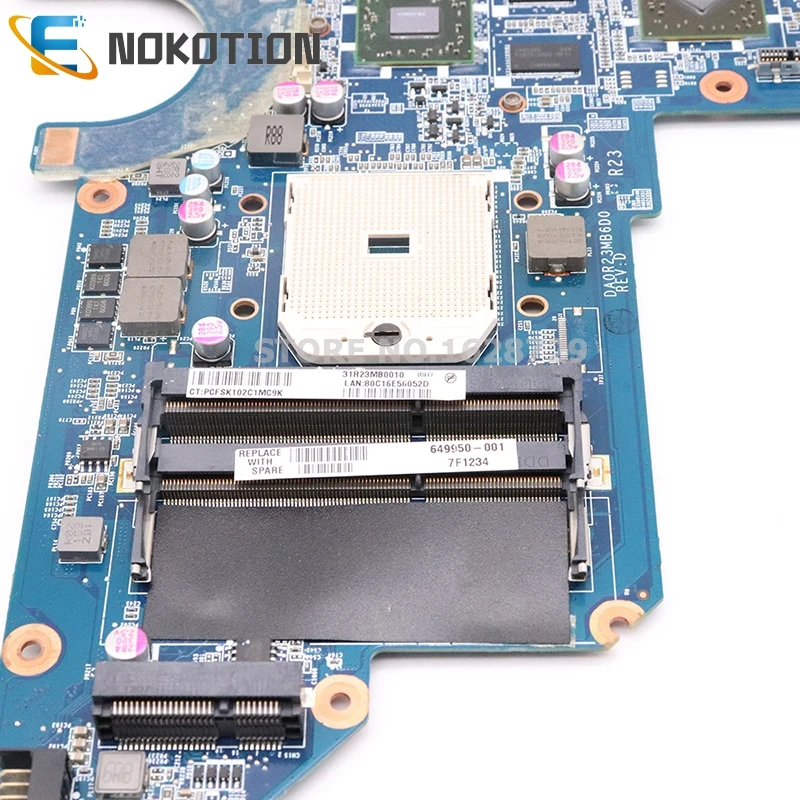 NOKOTION 649950-001 DA0R23MB6D1 материнская плата для ноутбука hp pavilion g4 g6 g7 HD 6470 DDR3 G7-1000 R23 Socket FS1 MB основная плата