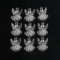tibetan silver color 10pcs zinc alloy carved angel shape pendant charms for jewelry making handmade diy necklace accessories