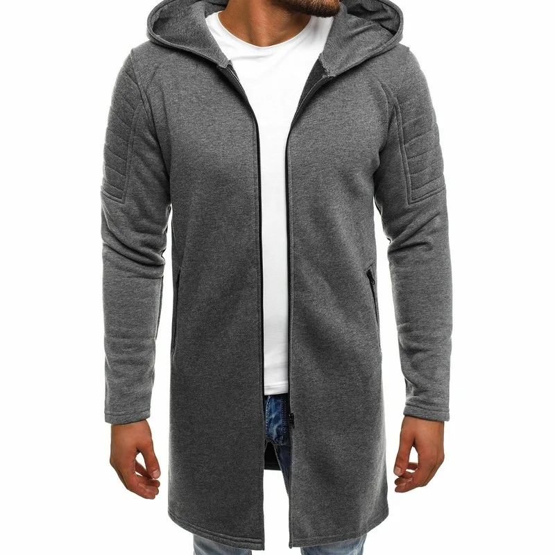 

QNPQYX 2021 Men Streetwear Hooded Sweatshirts Solid Mantle Hoodies Fashion Jacket Long Sleeves Cloak Man's Coats Outwear Jackets