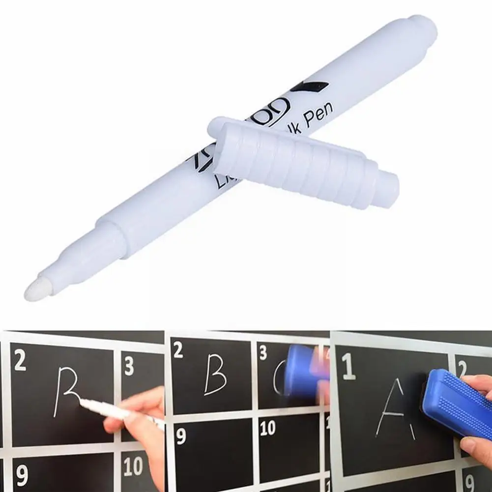 

White Liquid Dust-free Chalk Pens For Wall Sticker Chalkboard Removable Marker Pen Erasable Handwriting Blackboard Pen Supp H2E3