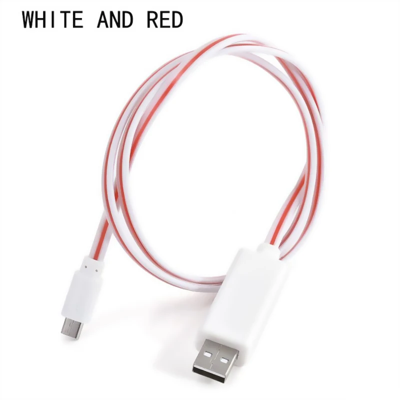 Струящийся кабель со светодиодной подсветкой для iPhone samsung huawei Micro USB для Xiaomi type C светящийся кабель для быстрой зарядки USB кабель мобильного телефона - Цвет: White And Red