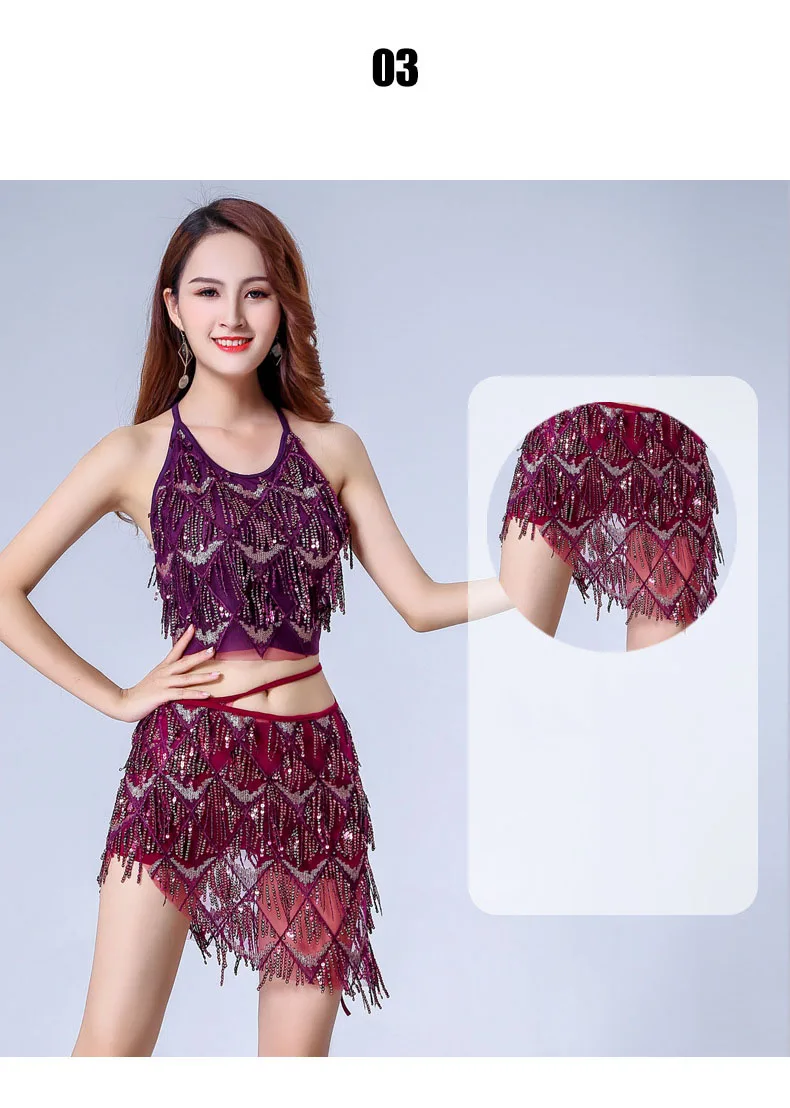 

2020Hollow Sequins New Sexy Thin Oriental Dance Beginner Belly Dance Practice Costume Skirt Set Summer Fashion Sexy Belly Dance