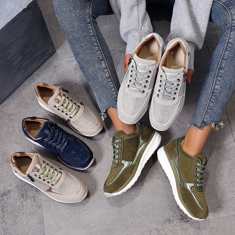 2020 New Hot Fashion Women Sneakers Female Casual Shoes Suede Zipper Rivet Outdoor Sport Spring | Обувь