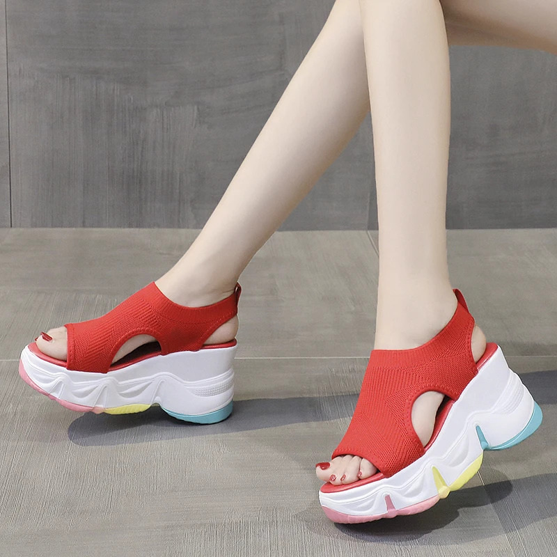 

Clear Heels Comfort Shoes for Women All-Match Black Platform Sandals Muffins shoe Open Toe Suit Female Beige Clogs Wedge Espadri