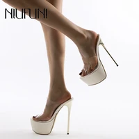 peep toe platform clear women sandals plus size 42 stiletto ultra 16cm high heels transparent wedding shoes for women sandales