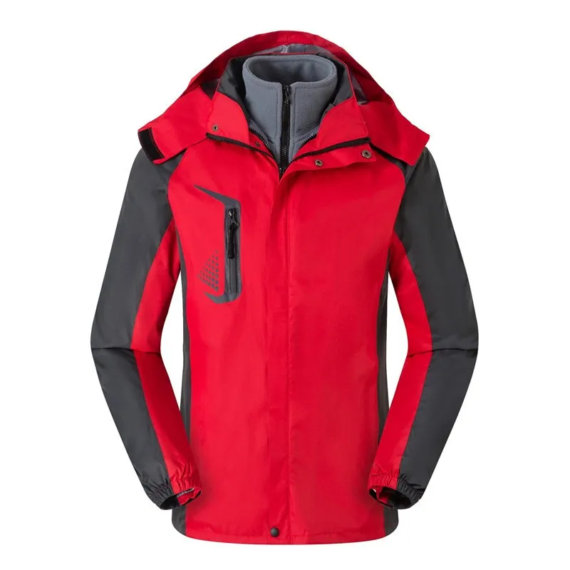 Зимняя мужская двухкомпонентная Лыжная куртка с флисовой подкладкой капюшоном