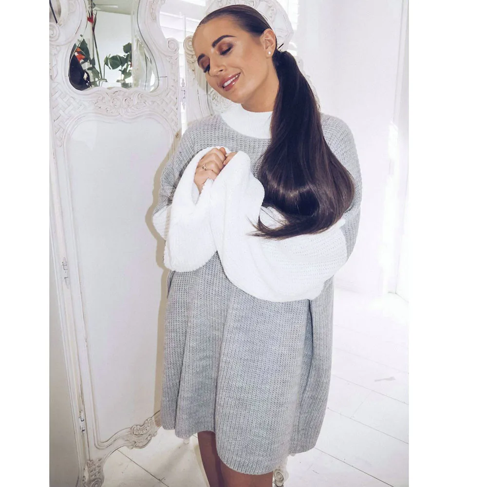 Женские свитера повседневный джемпер с длинным рукавом и круглым вырезом