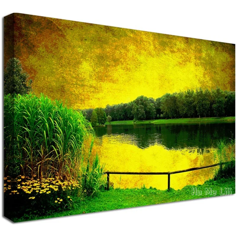 

Beautiful Green Nature Mountain Lake And Trees By Ho Me Lili Wall Art Canvas Spring Oil Painting Home Decor