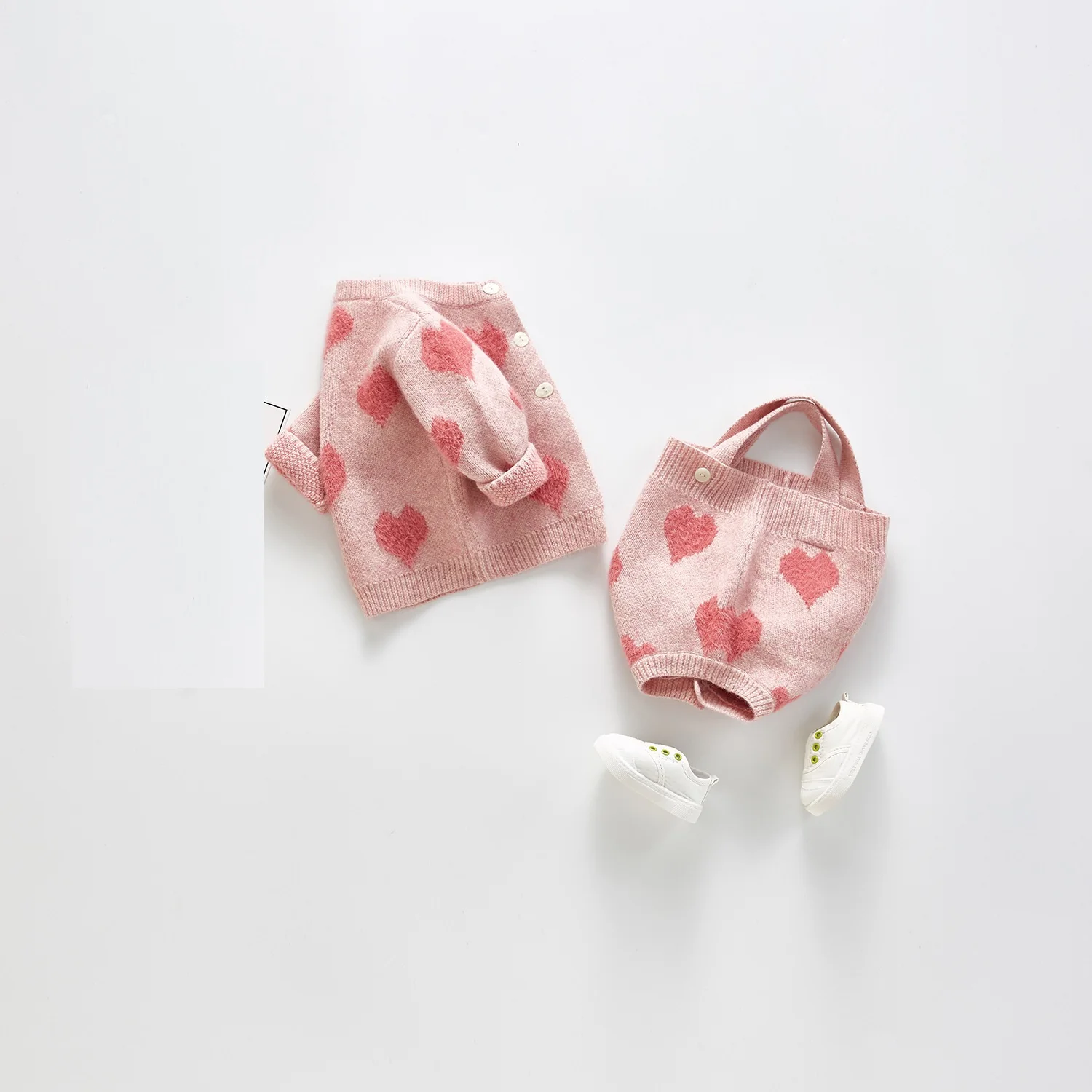 Baby Knitted Clothes Girls Rompers Jumpsuit Boy Newborn Infant Sleeveless Outfits Cute Heart Overall Cardigan | Мать и ребенок