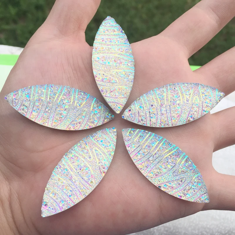 Стразы с плоским основанием 20*50 мм Белый AB конский глаз стразы драгоценные камни