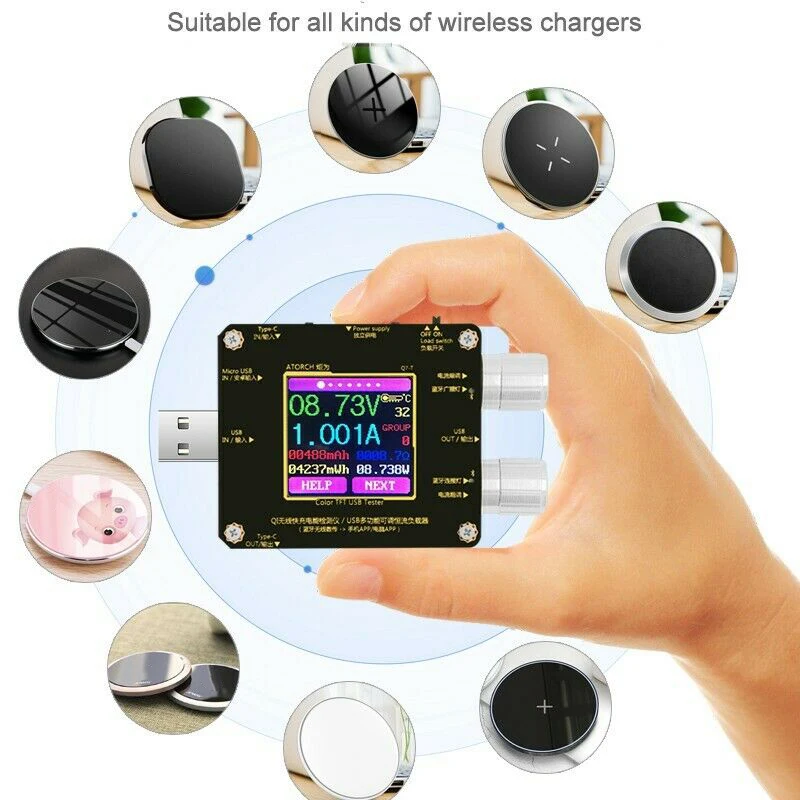 Беспроводное зарядное устройство Тестер Вольтметр тока датчик нагрузки 1 44