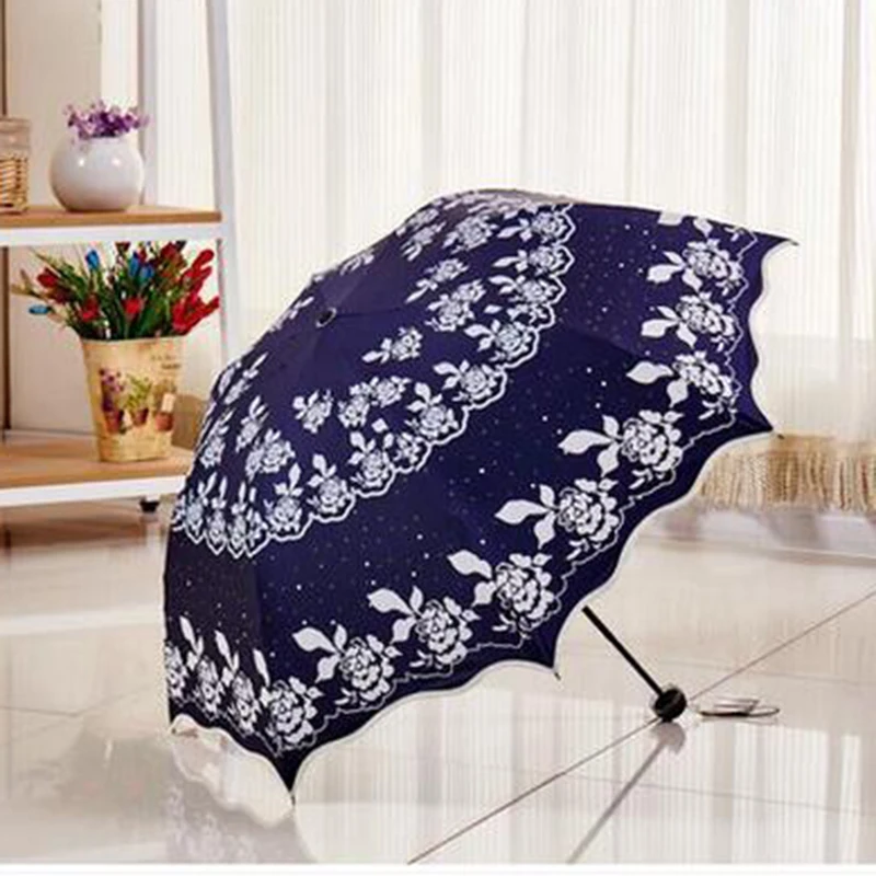 Зонт от солнца для дождливой погоды женские Роскошные взрослых создать складной