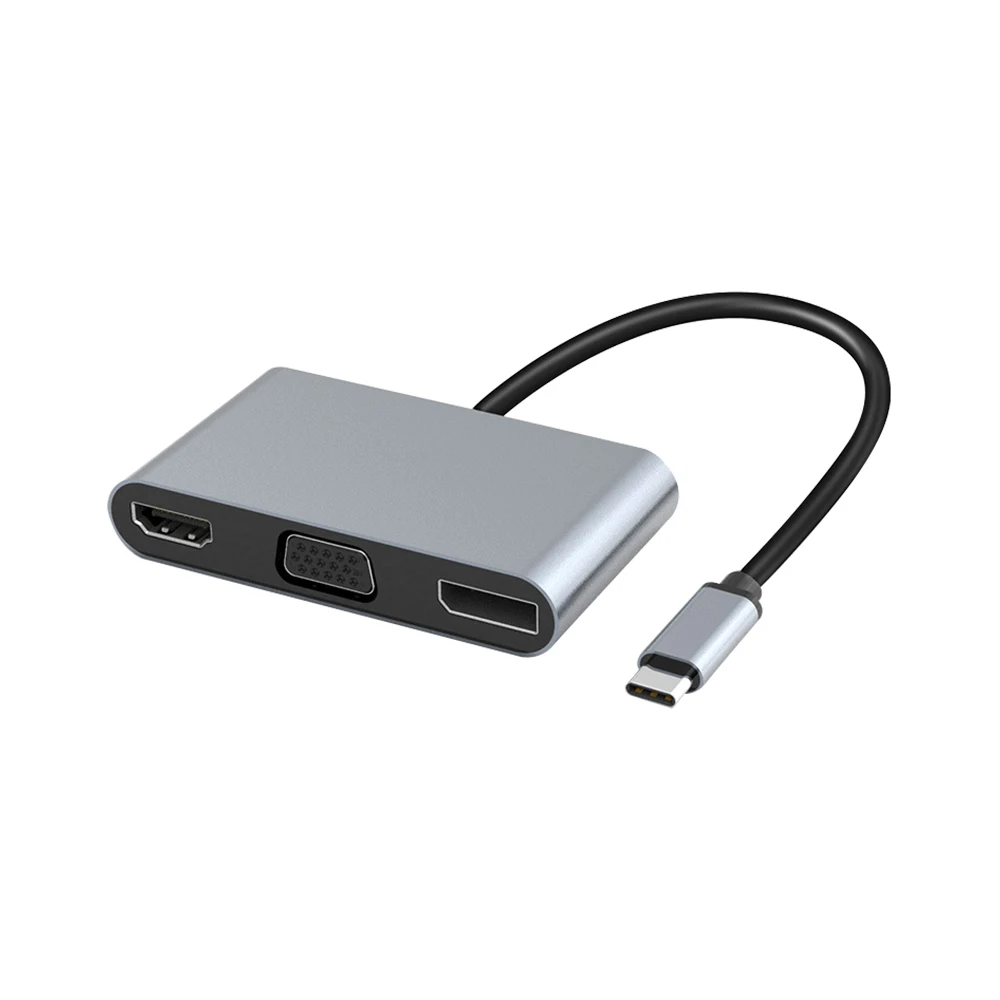 

5 в 1 USB-C концентратор многофункциональный адаптер HD + VGA + DP + USB + PD Поддержка Мульти-сенсорный экран Дисплей 4K * 2K HD Выход быстрой зарядки