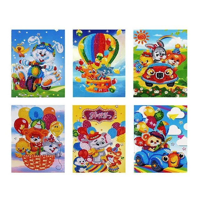 6PCS 4/8 шт. 5D DIY алмазная живопись мультфильм Бумага поздравительные открытки на крафт-бумаге Детский праздник приветствие карты мини Санта Клаус Счастливого Рождества - Цвет: 6PCS