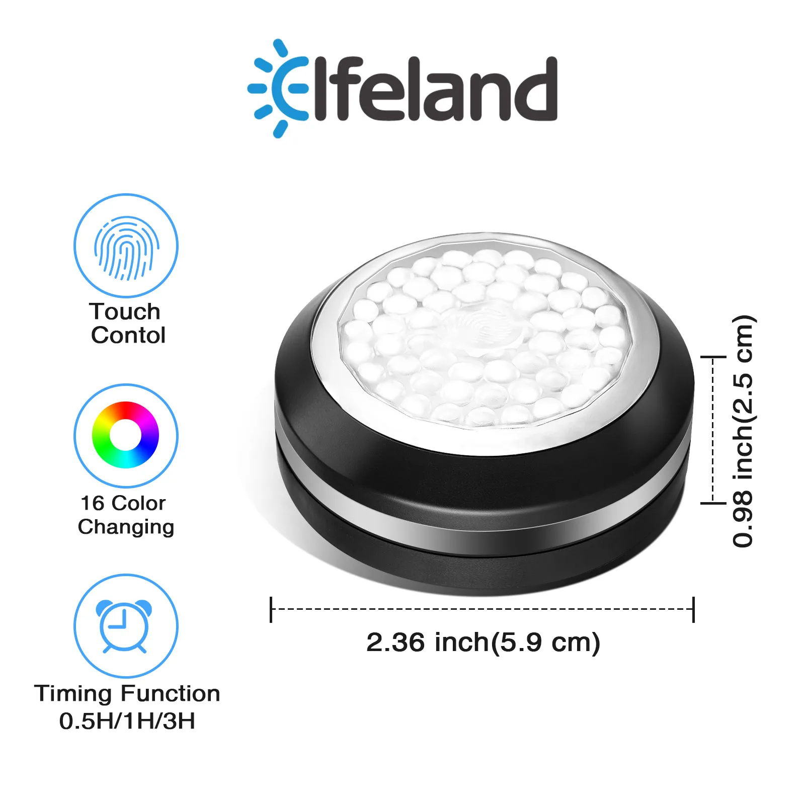 

6Pcs Led Black Closet Cabinet Lamp Battery Powered Wireless Stick Tap Touch Push Security Kitchen Bedroom Night Light