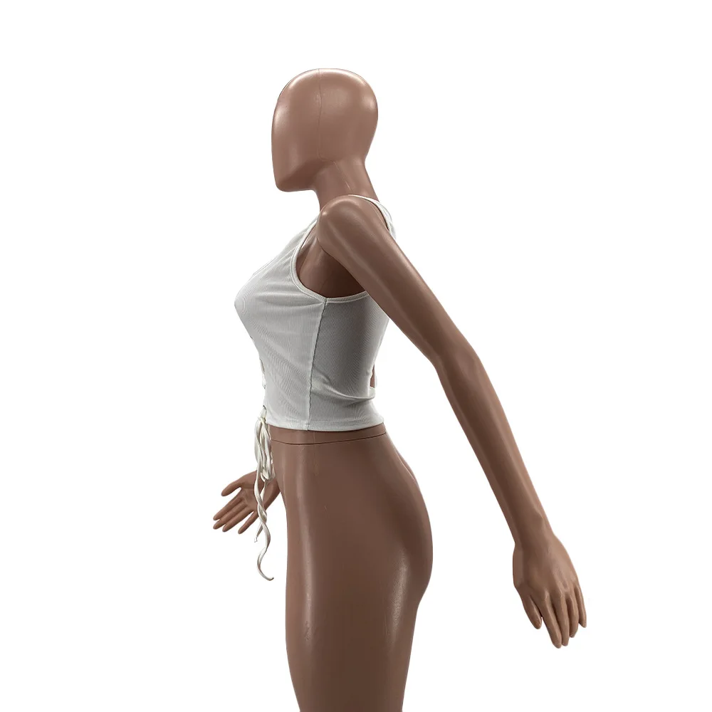 Женская футболка с V-образным вырезом однотонная Повседневная без рукавов лето