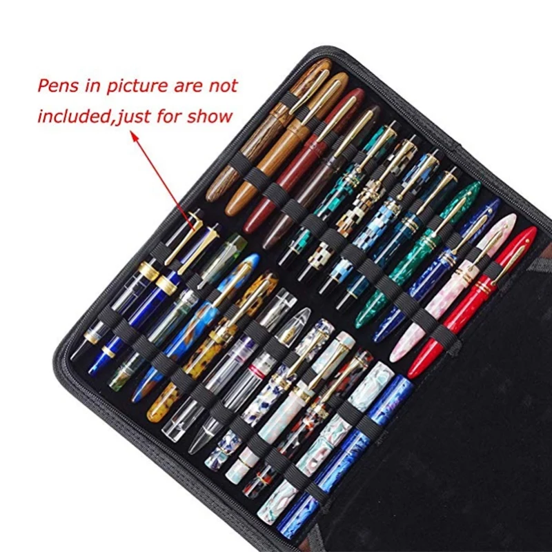 

48 Roller Ball Pen Fountain Pen Ballpoint Pen Bag Brown Leather Pencil Case Pencil Bag