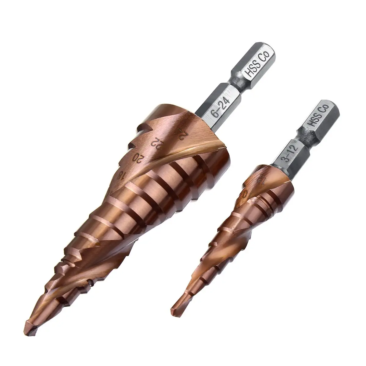 Drillpro несколько размеров HSS Кобальт шаг сверло набор азот Высокоскоростная сталь Спираль для металла конус треугольник хвостовик отверстие