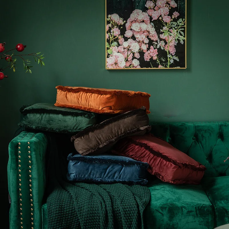 値段 家の装飾シートクッションオランダベルベット生地広場厚み椅子ソファクッションリビングルームのインテリア床枕40x40cm