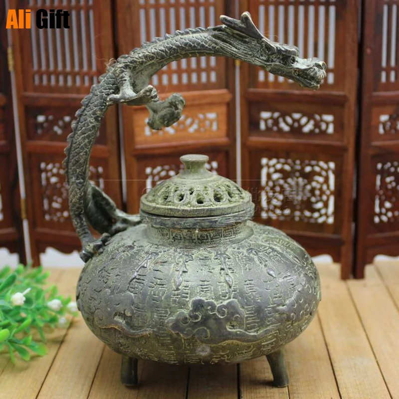 

Copper Statue Antique Handicraft Bronze Baishou Dragon Incense Burner