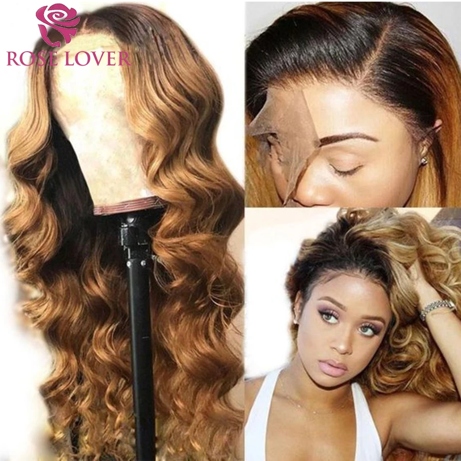 

1B/27 Ombre Lace Front Wig Honey Blonde Highlight Wig Human Hair Wig Body Wave 13X6 Pre Plucked Transparent Lace For Black Woman