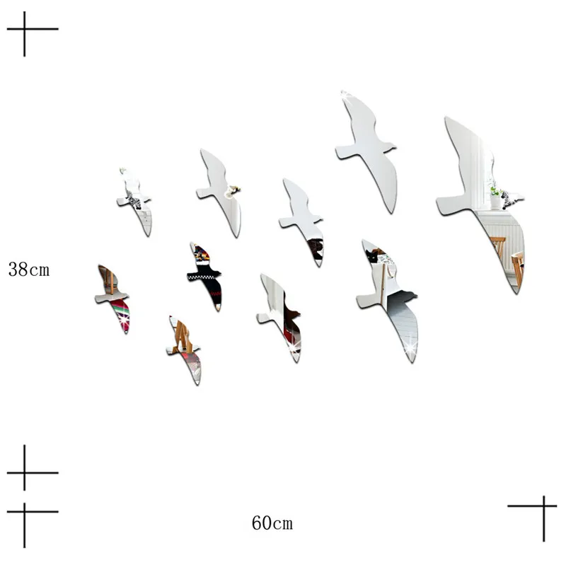 Чайка зеркальный фон настенные наклейки ТВ трехмерное украшение аксессуары для