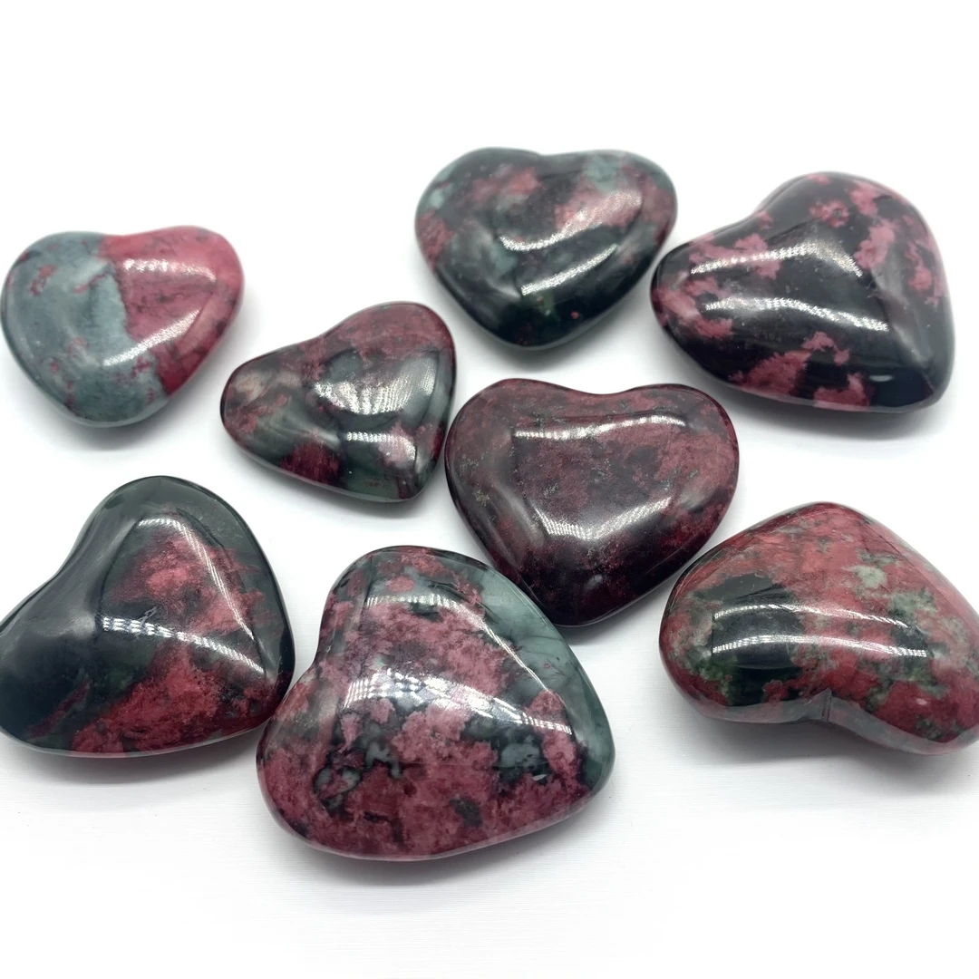 

Natural Peach Blossom Jade Quartz Heart Stones Crystal Mineral Gem Stones Gifts Healing Decor Minerals