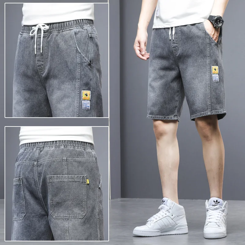 

Denim shorts men's loose summer thin outer wear pants big fashion brand casual straight pants