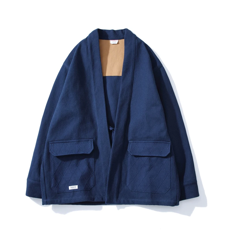 

Sashiko Robe Plant Dyed Noragi Japanese Kendo Clothing Fabric Vintage Man Jacket Men Jackets and Coats