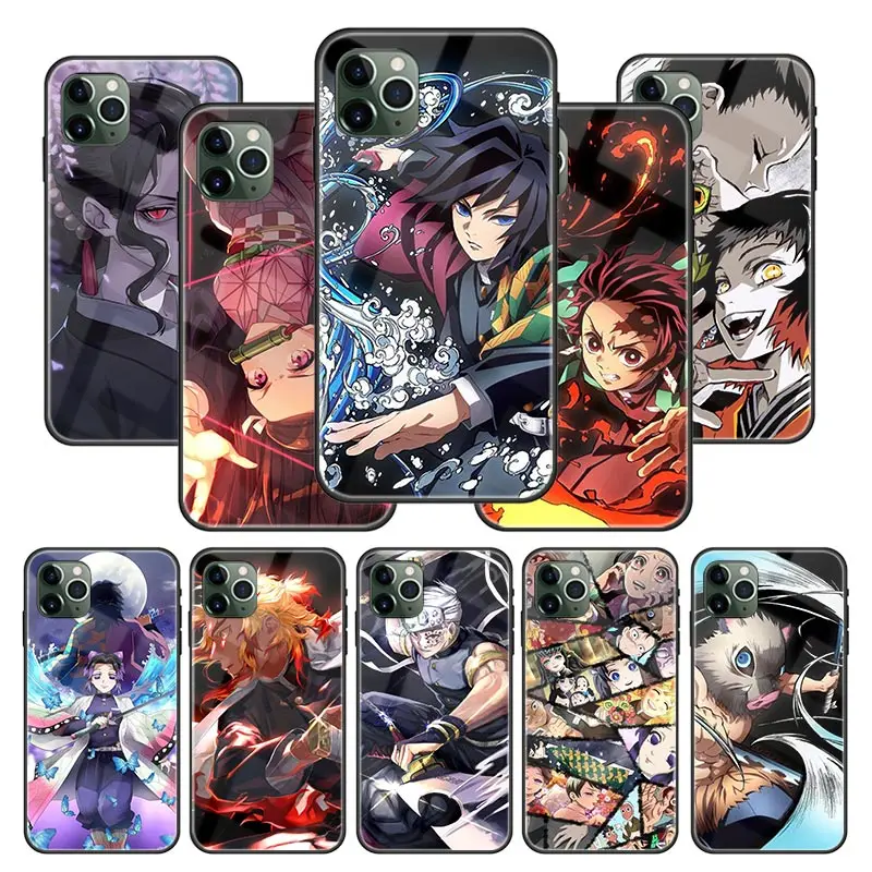 Чехол накладка Demon Slayer Kimetsu No Yaiba для iPhone 12 Mini 11 Pro Max SE 2020 X XS XR 8 7 6 6S Plus из закаленного