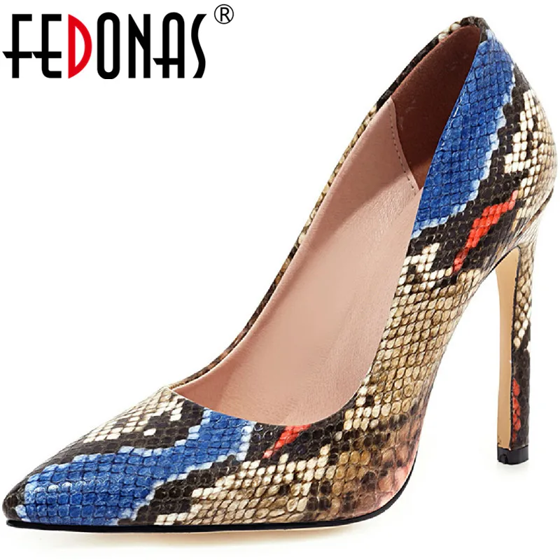 FEDONAS Snake Pattern Women Shoes Wedding Night Club High Heels Pumps Concise Sexy Summer Autumn Newest Pointed Toe Woman | Обувь