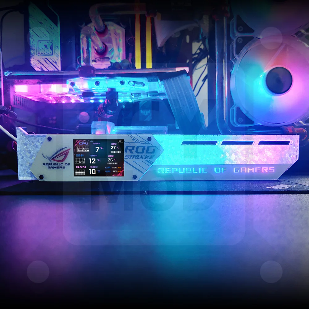 LCD GPU Bracket RGB VGA Support 2.2 Inch Display Temperature Detection ROG Horizontal Video Card Holder 5V/12V AURA SYNC MOD | Компьютеры