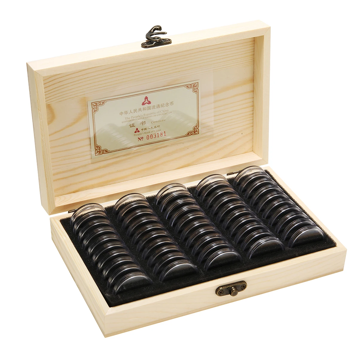 50 капсулы деревянные монеты Дисплей ящик для хранения чехол защиты коллекцией