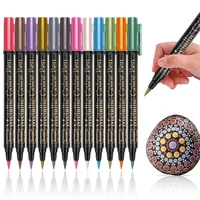 12 colorslot high quality metallic pen 2mm water based for black brown card drawing stationery school supplies