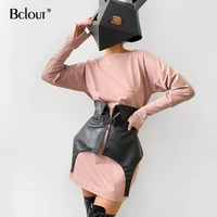 bclout casual black pu patchwork cummerbunds 2021 streetwear fashion asymmetrical clothes solid slim chic button women summer