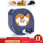 Topcolor 18769 к ткани одежде с помощью утюга запечатанных лент совместимый с Dymo Letratag этикетировщик LT-100H 18771 черного цвета на белом 12 мм * 2 м клейкие ленты