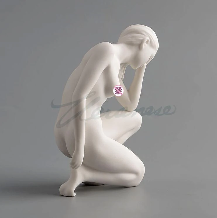 European creative ceramic nude female sculpture modern body art statue abstract fiery girl figurine home decoration bar crafts