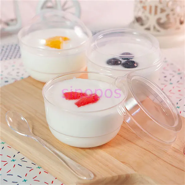 10 шт прозрачный пластиковый круглый рот йогурт чашки пудинг/мороженое/Мусс
