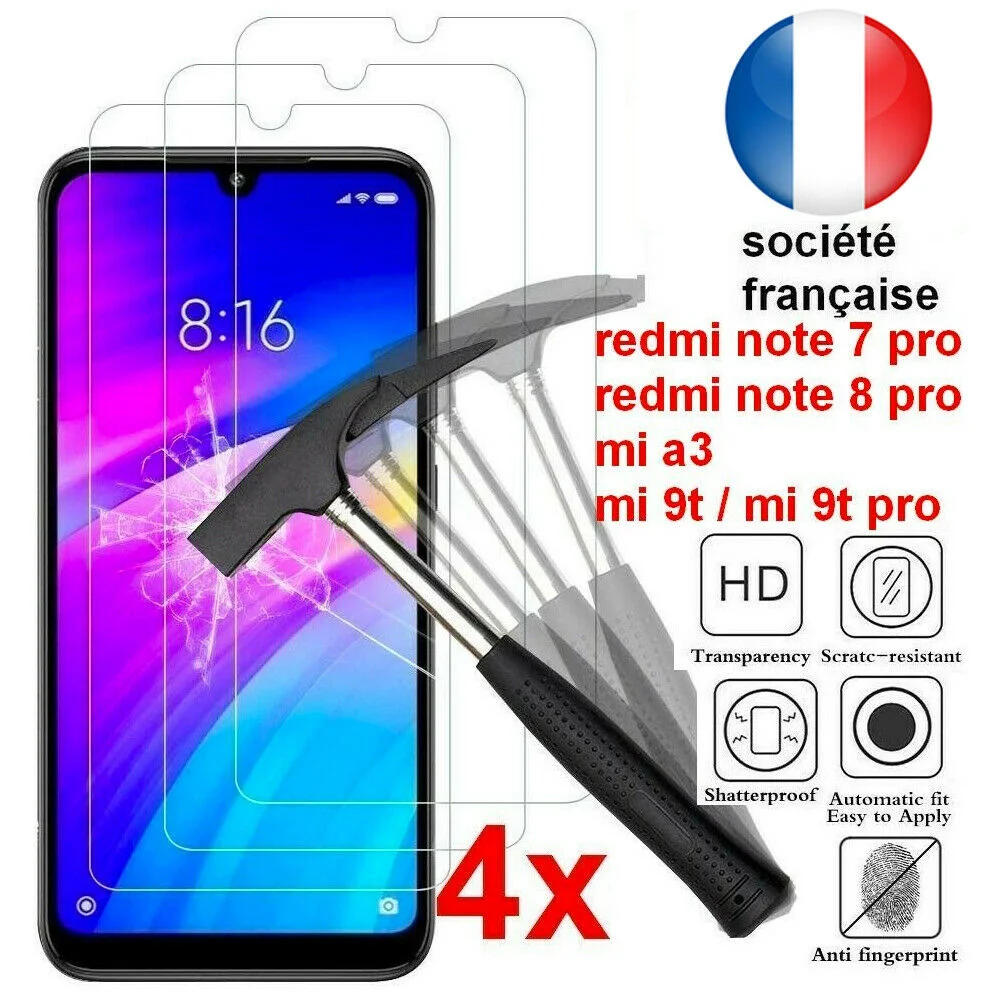 

Vitre Verre Trempé Écran For Xiaomi Redmi Note 9s / 8 Pro / Mi 9 T 8 Pro 9a 10 Lite