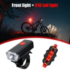 Велосипедный светодиодный фонарь, зарядка через USB, передний и задний фонарь для горного велосипеда, предупреждающий фонарь для безопасности, водонепроницаемый