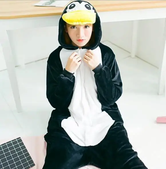 Кигуруми для взрослых пингвин комбинезоны Мультяшные черные пижамы животные