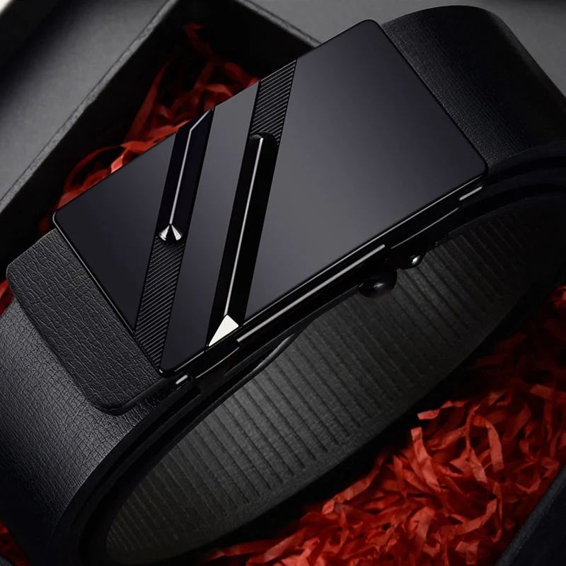 

Мужской кожаный ремень без зубцов с автоматической пряжкой мужской деловой Повседневный Молодежный кожаный ремень для брюк среднего возра...