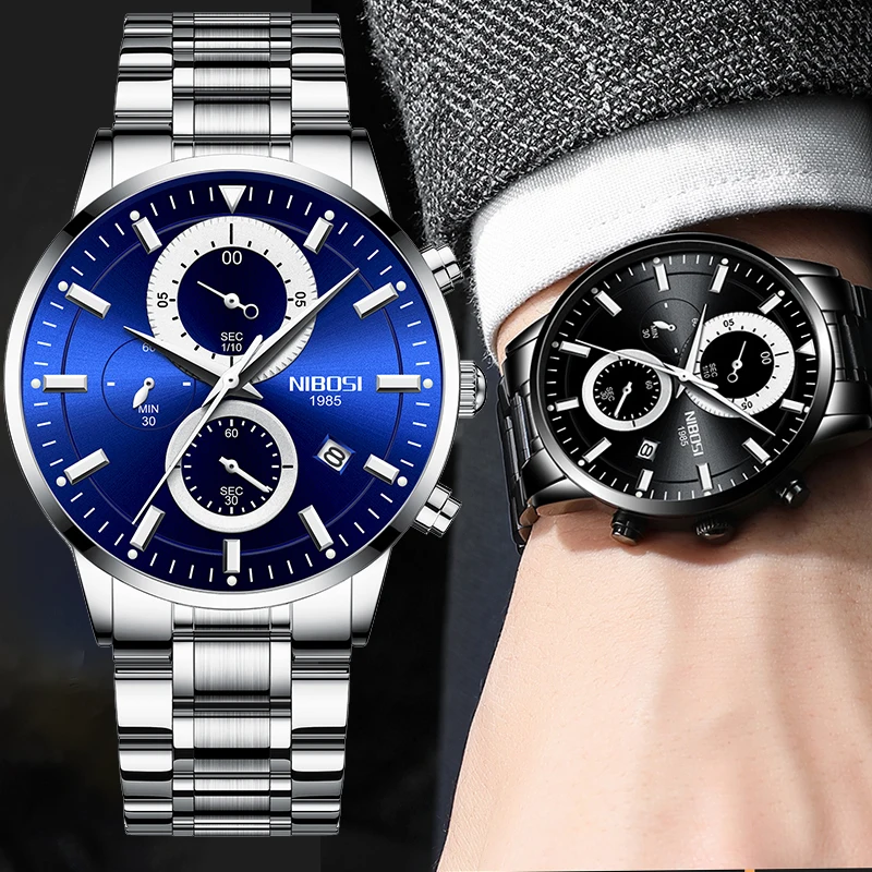 NIBOSI Watch Men Top Luxury Brand Gold Sport Waterproof Quartz Watches Mens Chronograph Date Male Clock Relogios Masculino